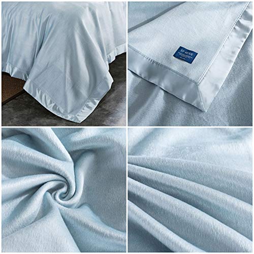 Ep Mode Luxury Mulberry Silk Blanket With Silk Charmeuse Border (Baby Blue, Twin 66" X 88") #TOP5