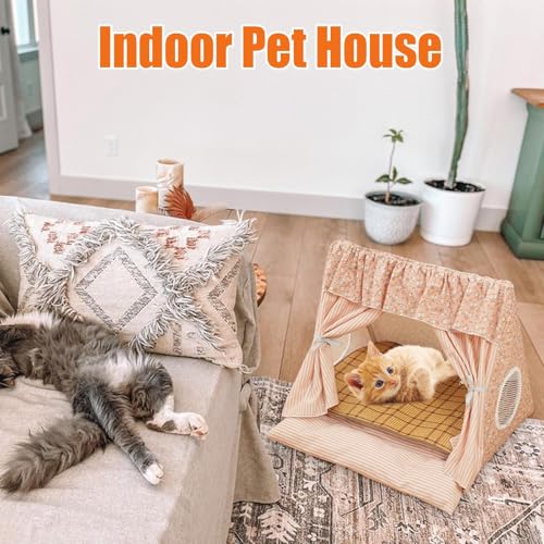 Tipi pour animal et lit grotte pour chaton avec nid confortable amovible - 4