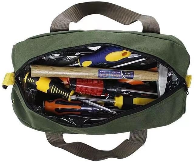 Miniatura 9 de Bolsa de herramientas de boca ancha, bolsa de lona resistente de gran capacidad, organizador de herramientas portátil para el hogar para
