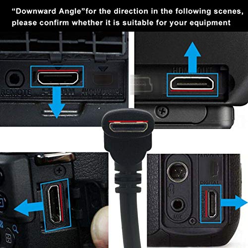15Cm Mini Hdmi 90 Degree Adapter Right Angle Mini Hdmi Male To Hdmi Female Cable Adapter Connector Support 1080P Full Hd, 3D (0.15M, Downward Angle). #TOP2