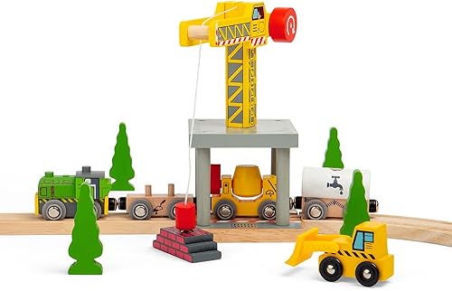 Miniatura 8 de Bigjigs Rail Grúa amarilla grande magnética - Otras marcas principales de carriles de madera son compatibles