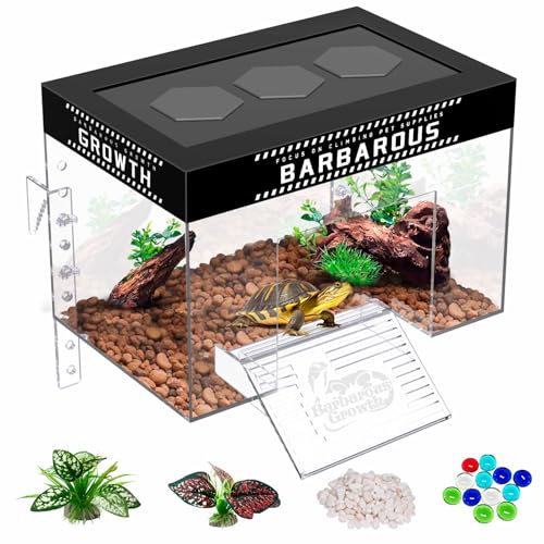 GOZILLA Adjustable Turtle Basking Platform, 9.8x6.3x6.3''Acrylic Turtle Topper & Dock, Hanging Platform Enclosure Warm Room for Turtles, Small Reptiles(Medium)