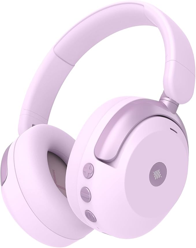 iClever BTH20 Active Noise Cancelling Headphones for Kids, 60H Play Time,Type C Fast Charging, Safe Volume 80dBA, Bluetooth5.4, Kids Headphones Wireless for iPad Tablet Airplane (Light Pink)