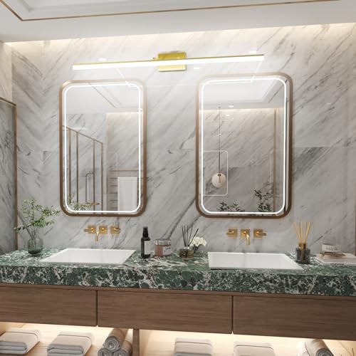 Image of Aipsun 48inch Bathroom Vanity Light Brushed Gold Modern LED Vanity Lighting Over Mirror Adjustable Gold Wall Light for Bathroom (Cool White 5500K)