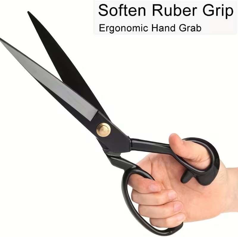 Professional Fabric Scissors, Sewing Scissors for Cutting Clothes with Sharp Stainless Steel Blades - Tailor Scissors for Fabric, Leather, Raw Materials & Crafting