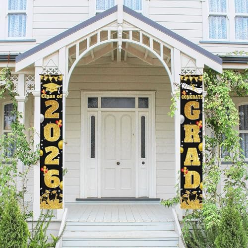 Image of Graduation Decorations 2026 Grad Porch Banner for Any Schools or Grades Graduation Banner Class of 2026 Party Decor
