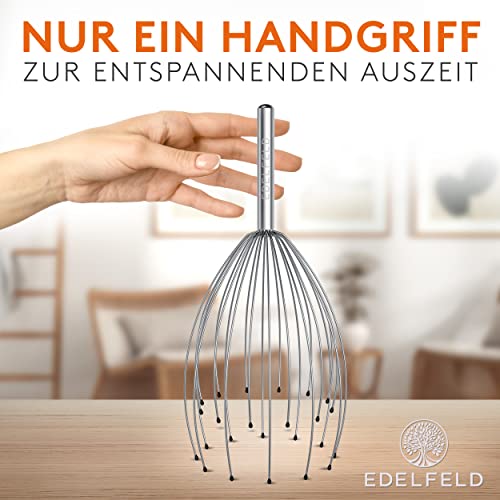 Die entspannende Kopfmassage Spinne mit 28 Fingern von Edelfeld [VERBESSERTE VERSION 2025]- Mit Geschenkverpackung & Schleife - Kopfmassagegerät als Geschenk mit Auslegern auf 2 Ebenen Wohlfühl-Noppen