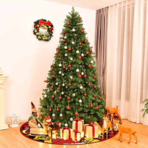 Christmas Tree Skirt 30Inch Black And Red Buffalo Check Xmas Tree Skirt For Merry Christmas Xmas Holiday Party Decorations #TOP5