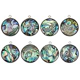 BENECREAT 8 paquetes de 2 colores naturales de concha de paua colgante de concha de abulón, joyas para manualidades, colgantes con borde de acero inoxidable 304 para manualidades, collares y