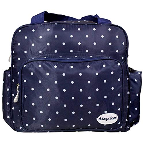 Image of Smart and Fashionable Diaper Bag /Mother Bag /Diaper Backpack for Travel with Diaper Changing Mat (Dotted Navy Blue)