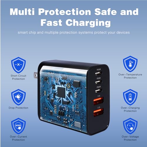 Image of Fast USB C Charger Block,60W USB C Phone Charger Plug,2Pack 5-Port Type C Wall Chargers Power Adapter,Multiport iPhone Charger Fast Charging Brick for iPhone 17 Pro Max /17 Air /16 Pro /15 /14 /13 /12 /11Pro