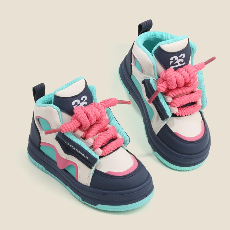 JGXIAOBISHI Kids High Top Sneakers, Athletic Fashion Shoes, White and Beige, 234