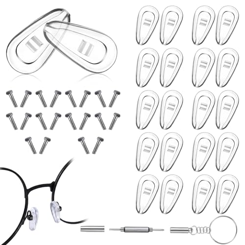 Mabor Glasses Repair Kit with Screw-in Nose Pads, Includes Screwdriver & Small Screws for Eyewear Maintenance
