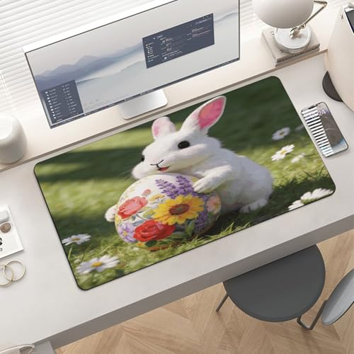 Bunny Floral Eggs Desk Pad impermeable grande 30x60cm miniatura 6
