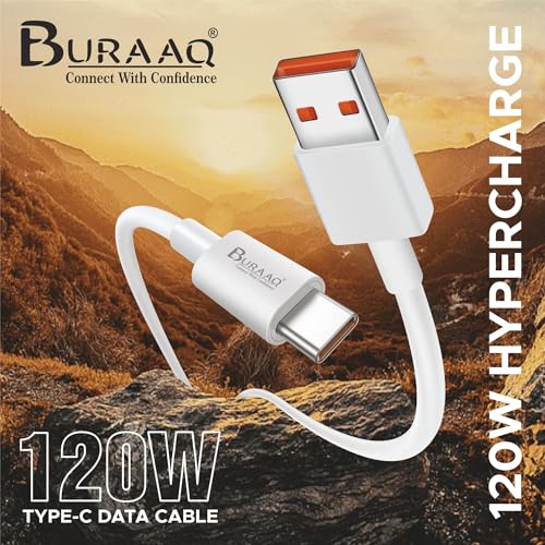Image of 120W Hyper Charger| USB to Type C| Compatible with Xiaomi 11T PRO, 12,12 Pro, 12S Ultra,13,13 Pro,14, 15, Redmi, Note 12 Pro /5G, Redmi Note 13 Pro /5G, POCO F4| Rapid Charge Type C Cable| 1M