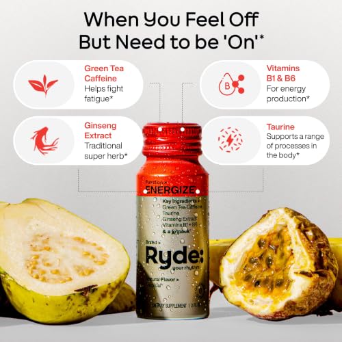 Image of RYDE Variety Shots, Tropical, Orange, Raspberry & Blackberry Flavors, 24 Pack