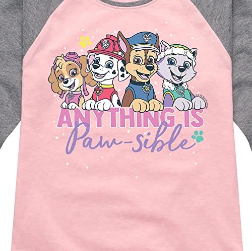 HYBRID APPAREL - Paw Patrol - Anything is Paw-Sible - Toddler and Youth Girls Raglan Graphic T-Shirt3