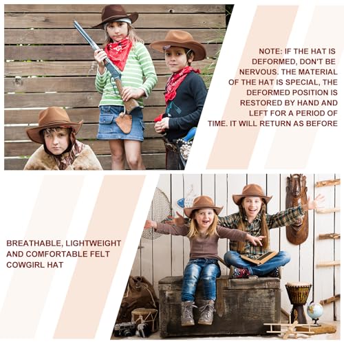 Image of Chuarry 4 Pcs Women Men Felt Western Cowboy Hats Wide Brim Cowgirl Hats Panama Hat for Adults Costume Outdoor