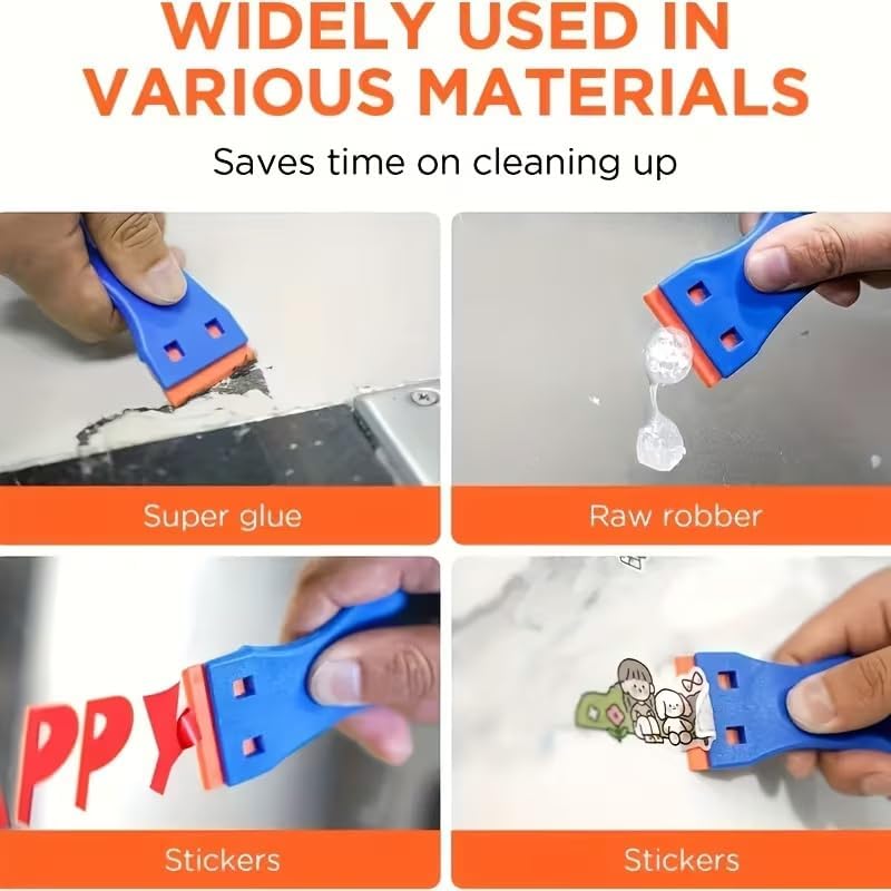 7Pcs 1 Set Plastic Razors, Scrapers, Label Removal Tools, Easily Removes Wall Paint, Stickers, And Vinyl Adhesives, Black