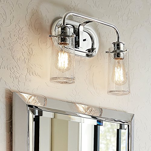 Image of KICHLER Braelyn 14.75 inch 2 Light Vanity Light with Clear Seeded Glass Chrome