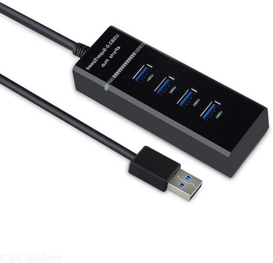 USB3.0 Extender Multi-Port USB 1 to 4 Cable Adapter Laptop Hub Docking Station 4-Port Hub with 5Gbps Data Transmission Speed (Color : Black) (Black)