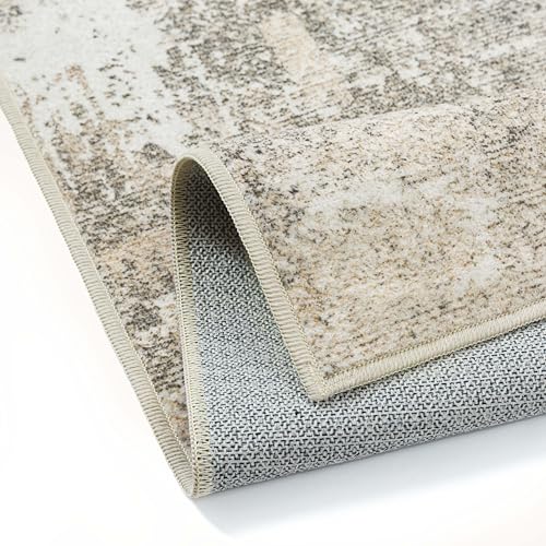 PureCozy Beige Abstraktes Teppich Wohnzimmer 200x300cm rutschfest Kurzflor Kunstwolle Schlafzimmer Teppich Waschbar Minimalistisch Bettvorleger Teppiche für Wohnzimmer Schlafzimmer Bereich Dekor