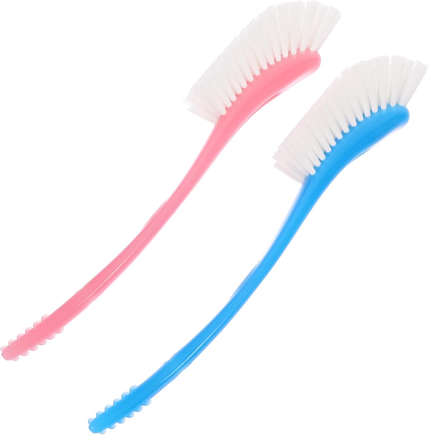 KOMBIUDA 2pcs Multifunctional Bottle Brush Practical Cleaning Tool for Feeding Bottles and Vacuum Cups Includes Blue and Pink Brush for Deep Cleaning and Hard to Reach Areas