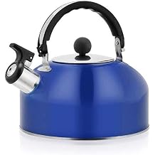 Whistling Gas Kettle Stainless Steel Domestic Lightweight 3L Kettle Traditional Vintage Tea Kettle or Stovetop Coffee Pot Blue