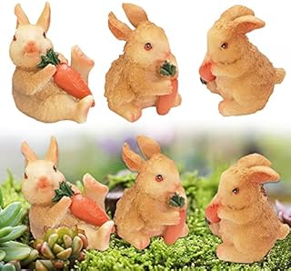 UTRUGAN 3 Pcs Rabbit Ornament Mini Resin Bunny Figurine Miniature Bunny Mini Rabbit Figurines Rabbits Holding Carrots Resin Bunny Statue Miniature Garden Landscape for Yard Lawn Garden Home Decoration