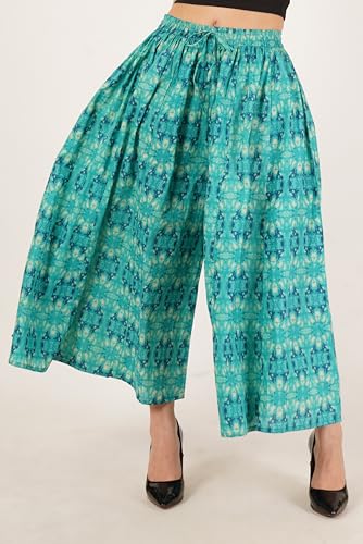 Image of COTLAND Fashions Jaipuri Cotton Printed Flared Palazzo Pants for Women