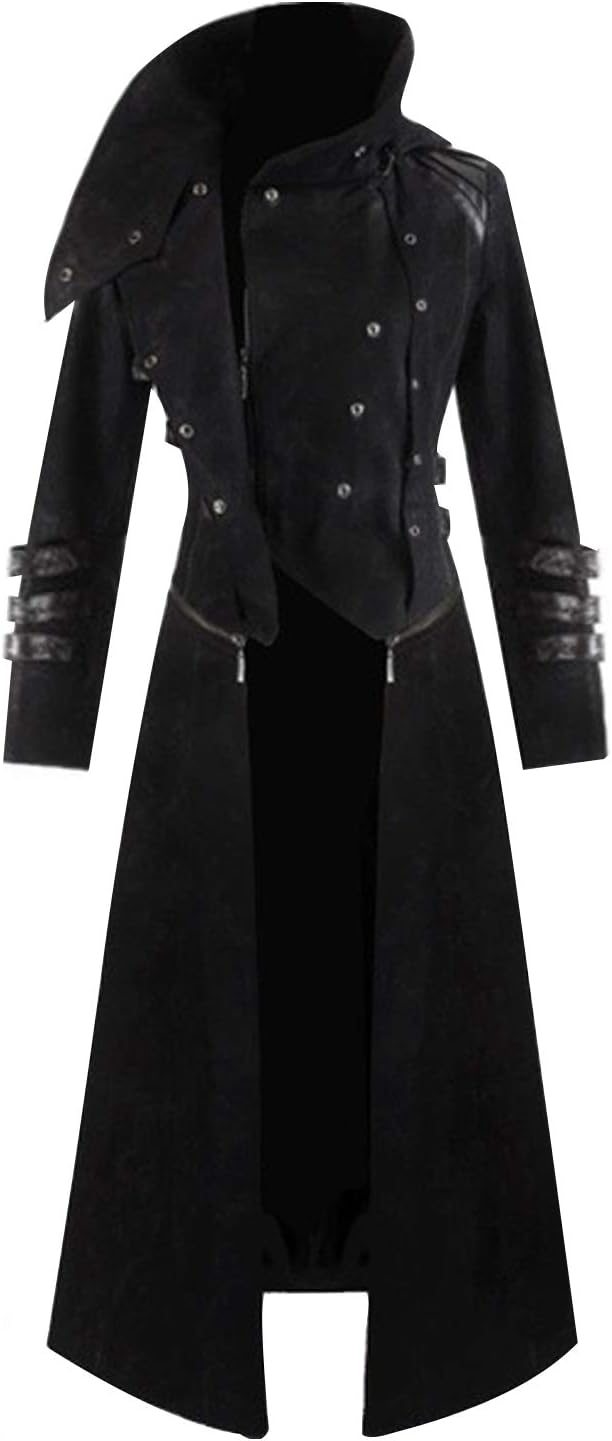 Mens Medieval Steampunk Coat Tailcoat Jacket Halloween Long Gothic Victorian Vintage Costume X-Large