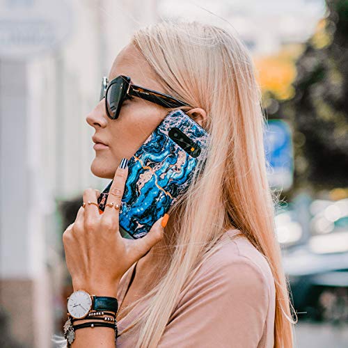 Burga Phone Case Compatible With Samsung Galaxy S10 - Hybrid 2-Layer Hard Shell + Silicone Protective Case -Crystal Blue Teal Turquoise Marble - Scratch-Resistant Shockproof Cover #TOP6
