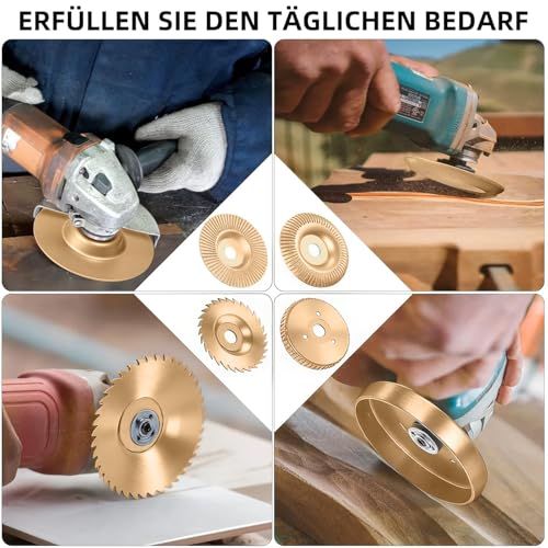 4 Stück Frässcheibe für Winkelschleifer Holz 125mm Winkelschleifer Mit 22,2 mm Holz Schleifscheibe Schleifscheiben zum Formen, SchleifenundSchneiden 125mm Holzschleifscheiben(Gold)