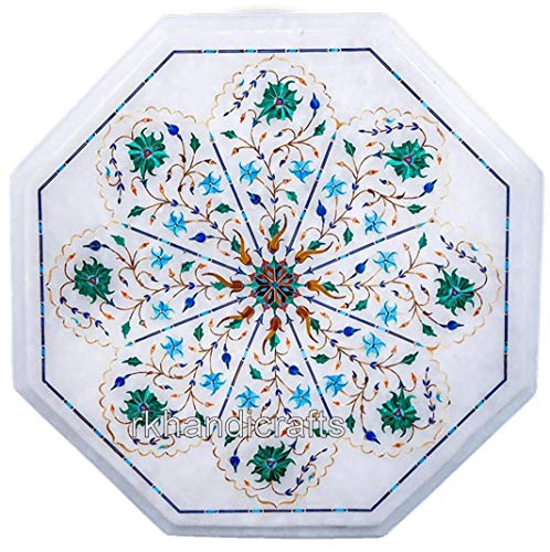 13 x 13 Inches Octagonal Marble Coffee Table Top Floral Pattern Corner 13 x 13 Inches Octagonal Marble Coffee Table Top Floral Pattern Corner