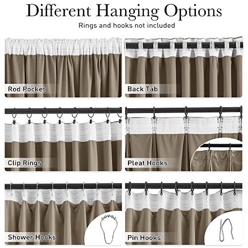 Image of Camel Beige Sliding Door Curtains - Super Soft Velvet Thermal Insulated Drapes Luxury Back Tab Privacy Room Dividers for Living Room Theater Store Office, W100 x L96, 1 Panel