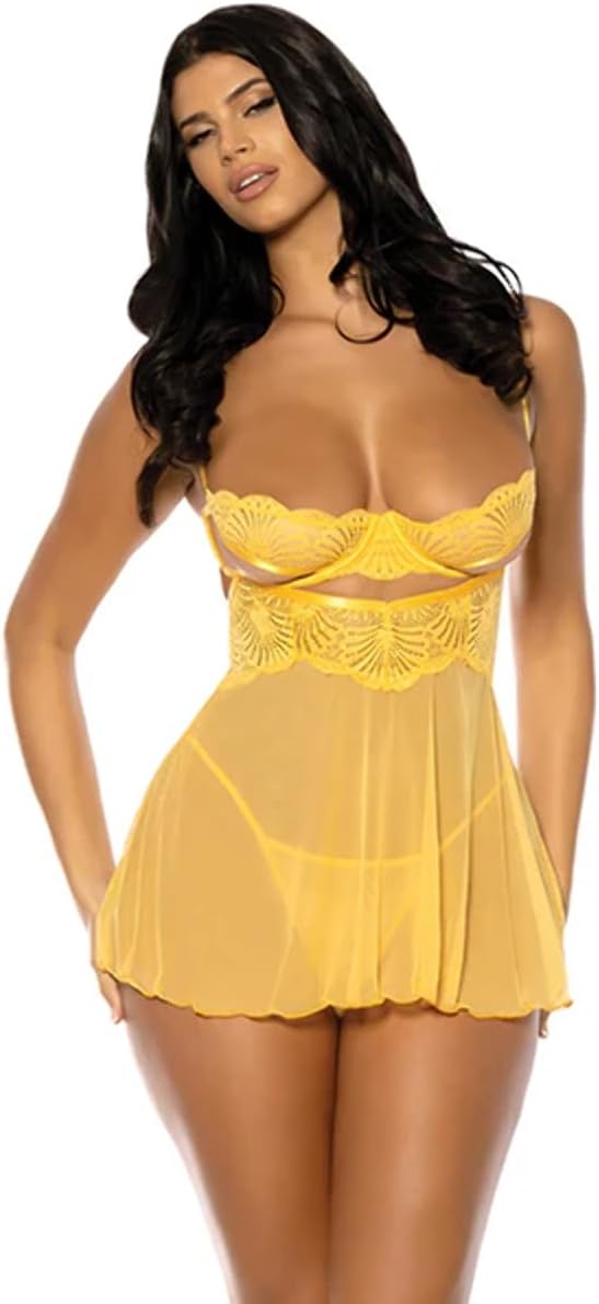 Hazel Peek-A-Boo Cup Babydoll Yellow