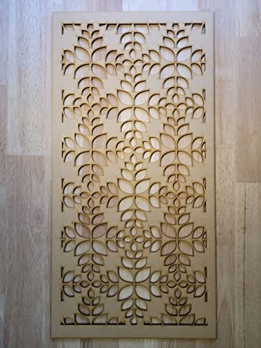 Floral Lattice Screen Radiator Cabinet wall Decorative Screening-grille- Perforated MDF panel (1200x600mm) 0019 (6mm thick MDF Primed White)