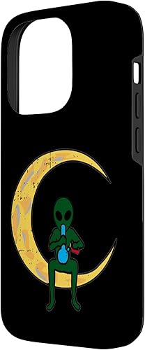 Miniatura 2 de Funda de regalo de cannabis CBD para iPhone 14 Pro Alien Smoking Bong High Moon Cool Weed CBD