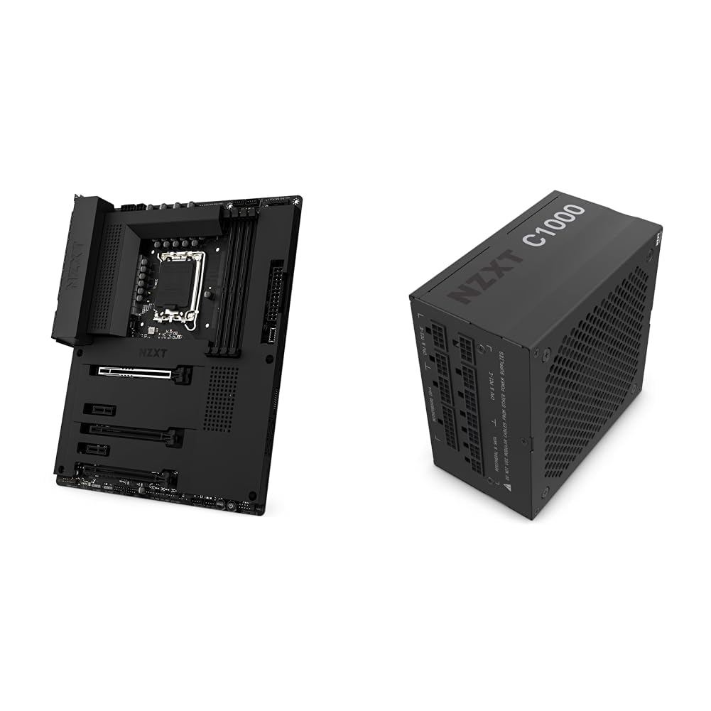 NZXT N7 Z790 ATX Motherboard - Intel Z790, WiFi 6E, Bluetooth & C1000 PSU (2022) - PA-0G1BB-US - 1000 Watt PSU - 80+ Gold Certified - Fully Modular - Sleeved Cables - ATX Gaming Power Supply