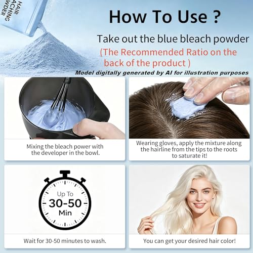 JUANCHI Hair Bleach Powder, Professional Lightening Bleach for Hair, Strong & Gentle Bleach Kit, Lift Up to 8 Levels (45g/1.59oz) — view 6