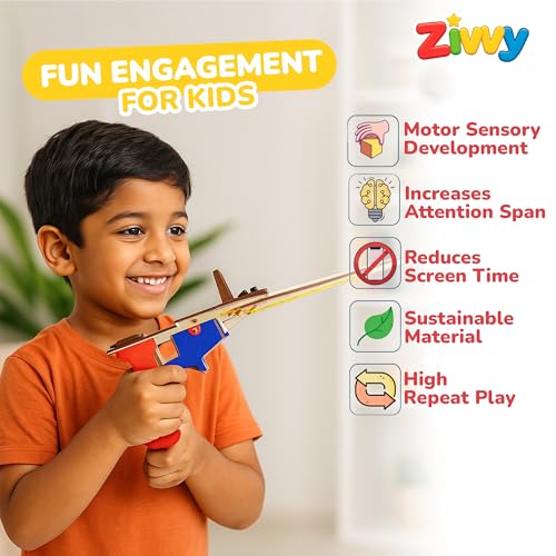 Image of STEM Toy Paper Plane Launcher for Kids | Science Experiment Kit | Educational & Puzzle Game | Toys for Boys & Girls Ages 3-14 Years | DIY Learning Activity Set for Fun & Skill Development