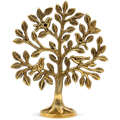 Image of Sotfamily 100% Pure Brass Kalpvriksh Tree Showpiece for Home Decor, Tree of Life Tabletop Decor, Vastu & Feng Shui Brass Decorative Item for Living Room & Office