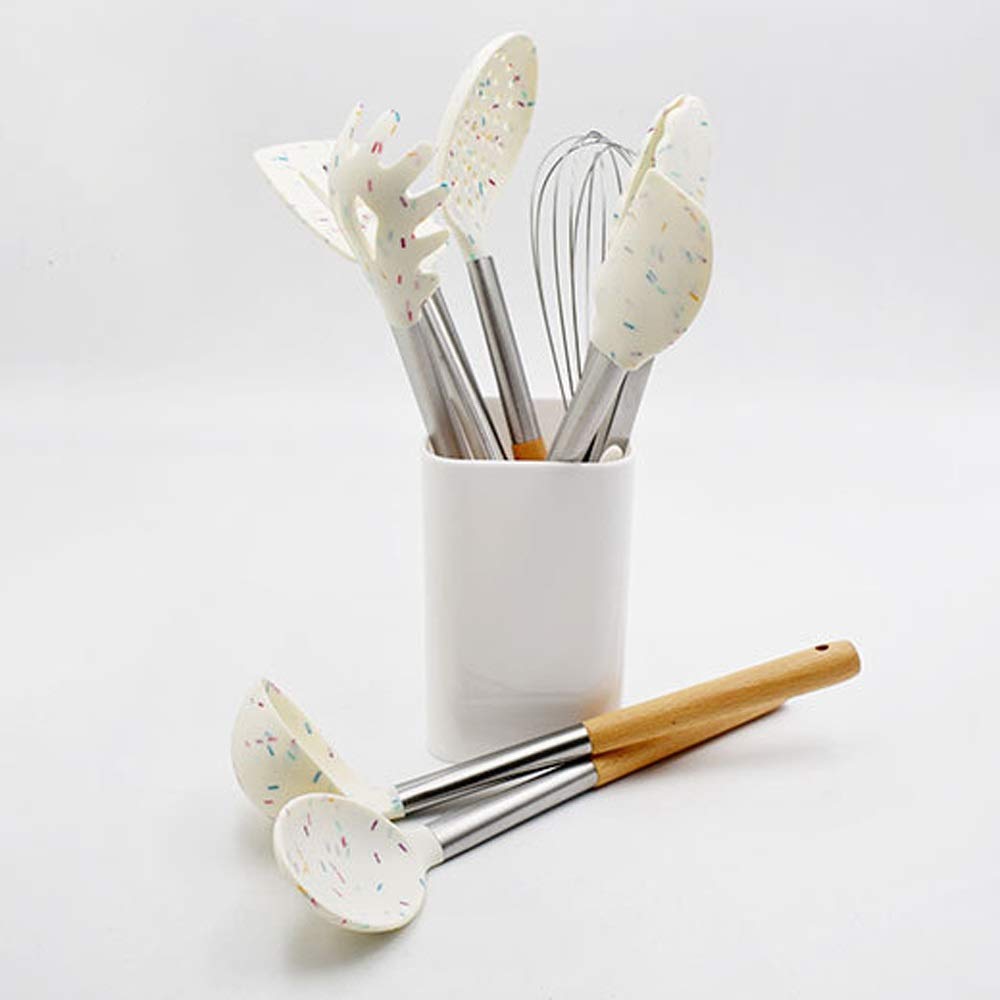 Juego de Utensilios de Cocina de Silicona Blanca, espátula Antiadherente, Pala, Juego de Herramientas de Cocina, Caja de Almacenamiento, Utensilios de Cocina, Gadgets