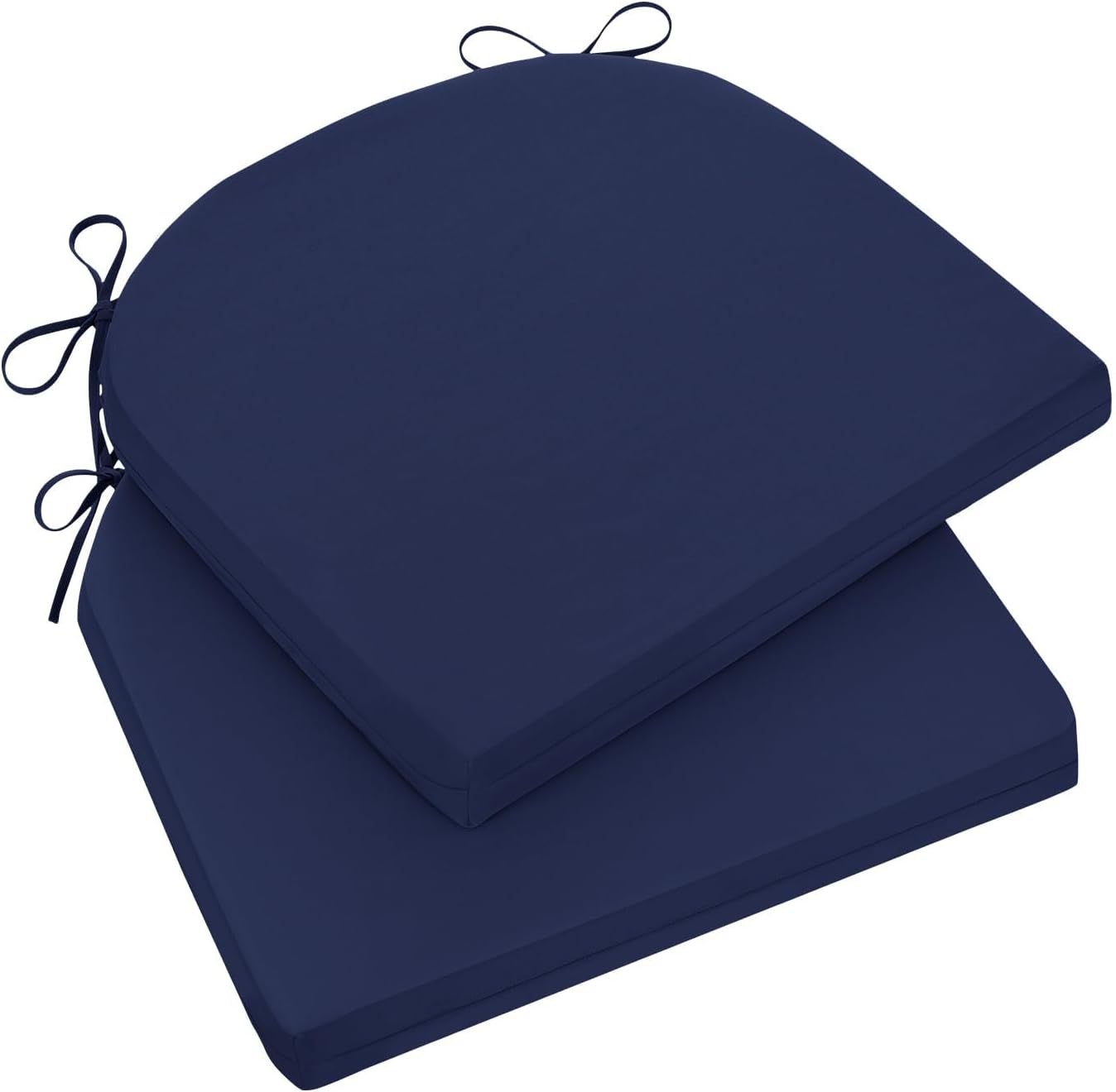 Wellsin Outdoor Chair Cushions for Patio Furniture, 3-Year Color Fastness Patio Chair Cushions Set of 2, Water Resistant Round Corner Outdoor Seat Cushions 17"X16"X2", Navy