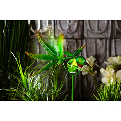 Evergreen Garden Beautiful Solar Hummingbird Wind Spinner Garden Stake - 13 X 12 X 37 Inches Fade And Weather Resistant Outdoor Decoration For Homes, Yards And Gardens #TOP2