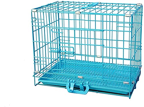 Image of RvPaws Dog Cage - Powder Coated, Double Door Folding Metal Cage /Crate /Kennel with Removable Tray and Paw Protector for Dogs, Cats and Rabbits - 36 Inch - Blue (L-36, W-22, H-27 INCH)