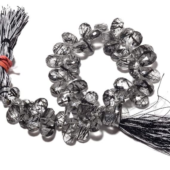 Quartz rutilé noir facetté de qualité AAA pour joaillerie