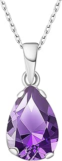 925 Sterling Silver Gemstone Necklace - Gemstone Teardrop Necklace - Bir...