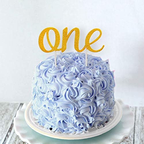 Gold 1St Birthday Topper, Double Sided Glitter, Number One Cake Topper Decoration, One Year Bday Party Decor For Girls And Boys, Couples And Marriage First Anniversary #TOP6