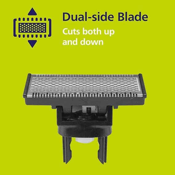 Compatible with Philips OneBlade replacement blade set for models QP2520/QP2630/QP6510 with shaving blade + nose trimmer head. 1 blade and 1